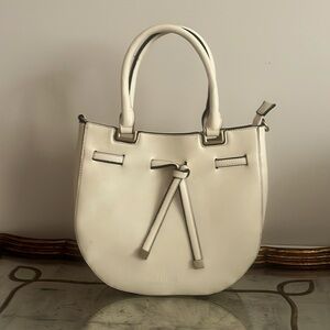 Faux Leather Handbag in Ivory